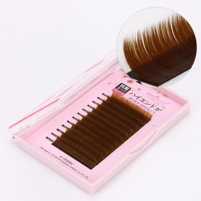 China IRISMOON Brown Natural Easy Fanning Volume Eyelash Extensions Russian Korean Private Label PBT Fiber Long Synthetic Hair Lashes Extension for sale