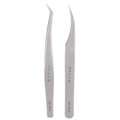 China IRISMOON Customized Eyelash Extension Tweezers Private Label 2pc Eyelash Extension Tweezers Set Stainless Steel Straight & Curved Eyelash Extensions Applicators for sale