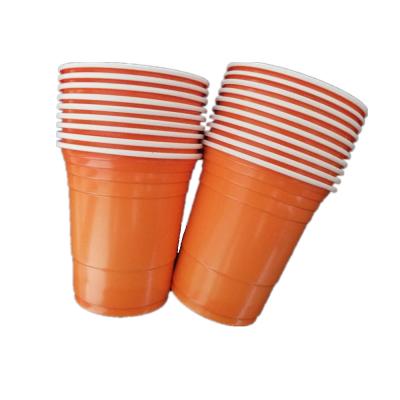 China 10oz Single Wall Disposable Plastic Orange Cup for sale