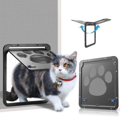 China Stored Durable Pet Puppy Dog Screen Door Pattern Lockable Magnetic Black Cat Flap Cat Door Automatic Interior Smart for sale