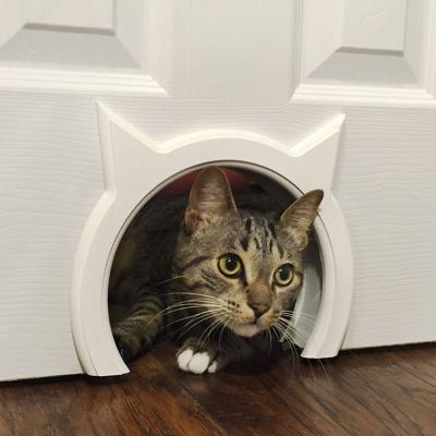 China Small Stored Flap Cat Door For Cats Inner Dog Cat Doors Hole Frame Toy Round Excavator Safty Hidden Litter Box Pet Two Way for sale