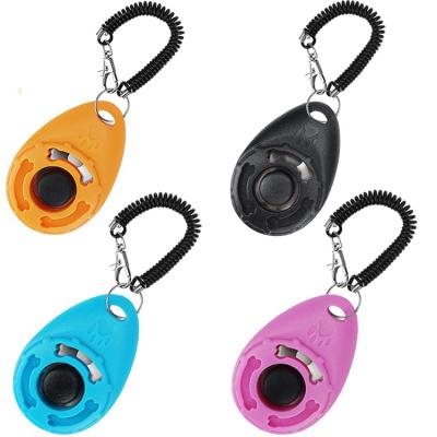 China Viable Customizable Logo Personalized Plastic Pet Training Clicker Whistle Strap Dog Trainer for sale