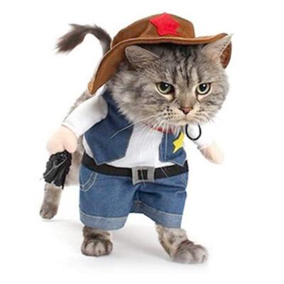 China Cowboy Christmas Newest Soft Puppy Stocked Cartoon Cat Costume With Hat Cat Costume Clothing Anime Cosplay Halloween for sale