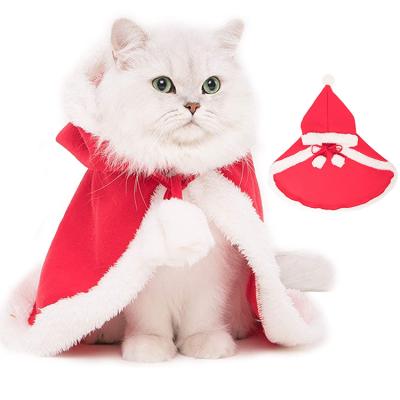 China Stored Santa Cloak Cape Pet Hat Cosplay Party Dressing Up Winter Cat Christmas Cloth Costume Cat Pet Cape Clothes for sale