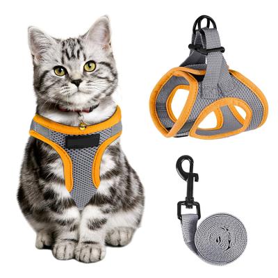 China Lightweight Walking Viable Escape Proof Brand Kitten Easy Control Breathable Cat Adjustable Vest Cat Leash Set Reflective Brand and Harness for sale