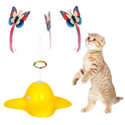 China Butterfly Interactive Funny Exercise Replacement Stocked Electric Floating Rotating Kitten Toys Cat Teaser Cat Toy for sale