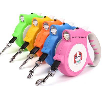 China ABS Nylon Material Padded Bright Led Flashlight Personalized Extendable Retractable Dog Leashes for sale