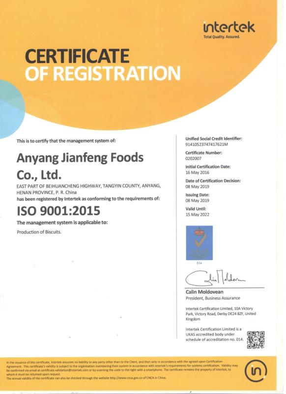 ISO9001 - Anyang Jiangshun Foods Co., Ltd.