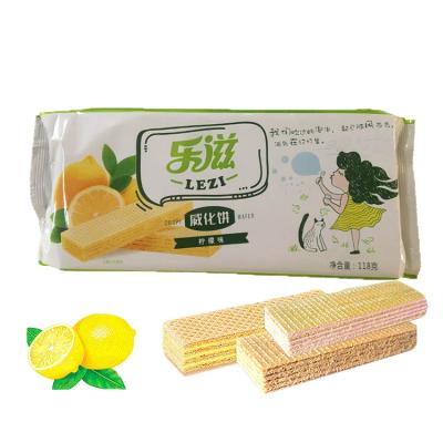 China Gluten Free Type of 118g Pastry Product and Crispy Lemon Wafer Cookie for sale