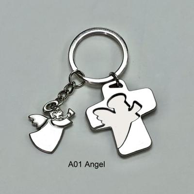 China China 2021 Merchant Silver Pearl Angel Keychain Metal For Car Crosses Lovely for sale