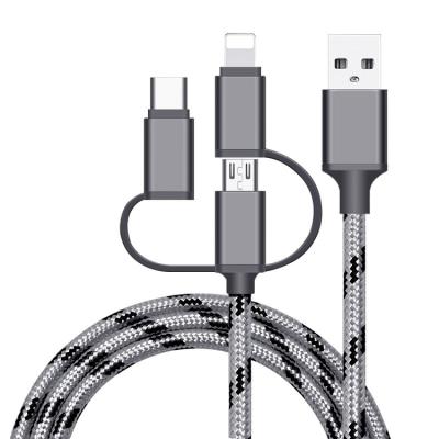 China Camera New Product Good Prices Functional Safe Single USB Nylon Braided 3 In 1 Charging Data Cable for sale