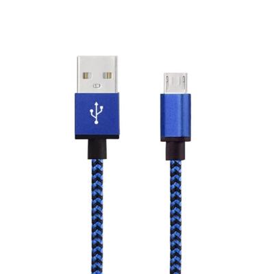 China Camera OEM/ODM 1M Color Metal Shell Dual USB Male To Nylon Braided Micro Data Charging Cable for sale