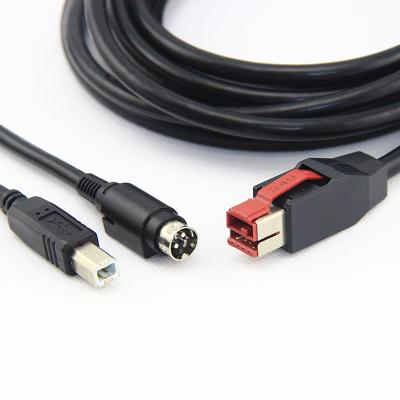 China Printer Exclusive Power 24V usb to DC5.5 custom usb B powered usb splitter 2 Y IN 1 cable for POS printer for sale