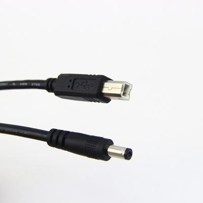 China OEM/ODM printer power 12V usb to DC5.5 high quality usb B 2 in 1 cable for POS printer for sale