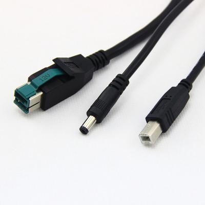 China Printer Exclusive Power 12V usb to DC5.5 custom usb B powered usb splitter 2 Y IN 1 cable for POS printer for sale