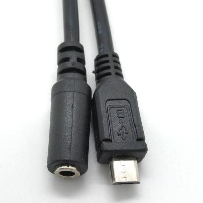 China DVD Player Customized Micro USB Male To 3.5mm Female 3 Pole Audio Cable for sale