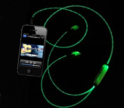 China Blue led dynamic Light Up Earbuds hands free cool sport with Mic for sale