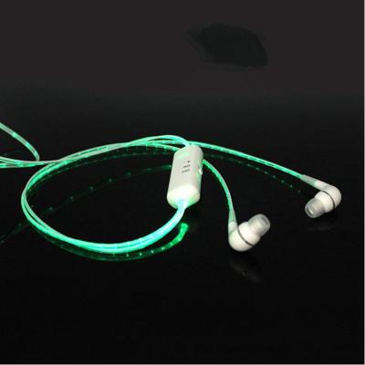 China Green ABS Wired Light Up Earbuds with Mic , waterproof USB light earphones for sale