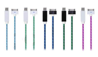 China Green Sync LED Lightning Cable Lights Up USB Charger for iphone 5 / 5S / iTouch for sale