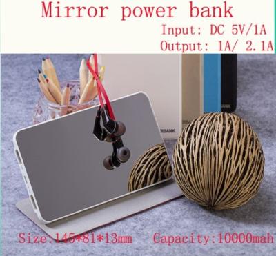 China Women Mirror Dual USB Power Bank 10000mah red wallet mobile charger for sale