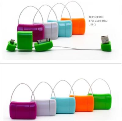 China Colorful Iphone / Samsung USB Charger Cable with Bag Shape , ABS / PC for sale