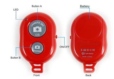 Cina Otturatore telecomandato senza fili rosso di monopiede di Bluetooth Selfie in vendita