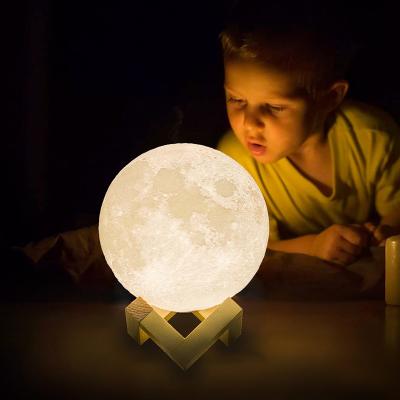 China 3D Functions Vmax LED Night Light 3D Printing Moon Lamp Color Changing Rechargeable Children's Light Touch Moon Lamp Children's Lighting Lights Night Lamp for Home for sale