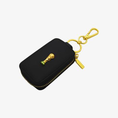 China Zipper Trophy Key Chain 2.5D World Cup Leather/Metal PU Bag For Car FWC Soccer Qatar 2022 Official Authorized for sale