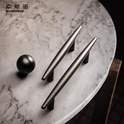 China Solid Black Zinc Alloy Cabinet Cupboard Pull Vintage Gray Cabinet Pull Handle Flush Knobs Wholesale Modern Style for sale