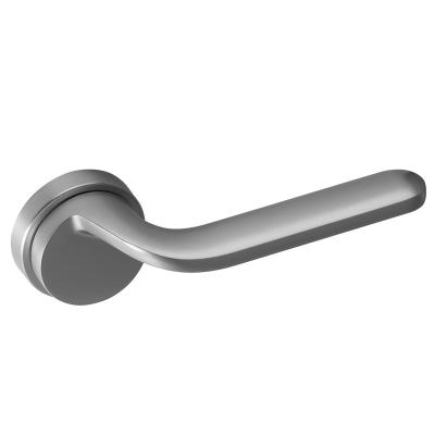 China Modern High Quality Interior Wood Nordic Style Hotel Room Lever Silver Door Handle for sale