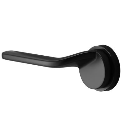 China Matt Black Zinc Alloy Curved Lever Door Handle Modern Design Handles For Wooden Doors for sale