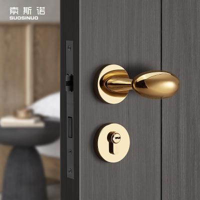 China PVD Modern Luxury Golden Door Handle Design Patent Door Lock Zinc Alloy High Quality Best Selling Set for sale