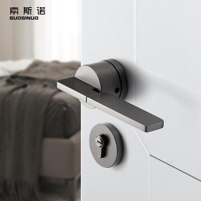 China Modern High Quality ZINC ALLOY Door Lock Lever Handle With Wooden Lock Cylinder Door Lock Set for sale