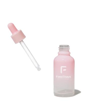 China Cosmetic Luxury Pink Glass Bottle Serum Dropper Bottle Cute Design for sale