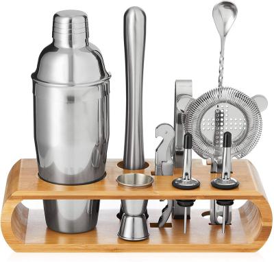 China Cocktail Shaker Set Factory Price Professional Stainless Steel Wine and Cocktail Bar Set with Messy Person and RTS Holder for sale