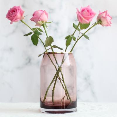 China Contemporary Glass Vase Color Decorative Flower Vase For Artificial Flowers Tabletop Glass Vase for sale