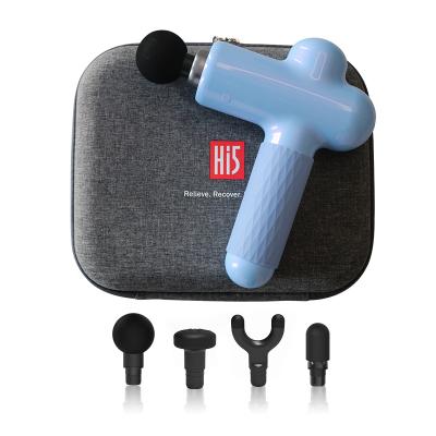 China Hi5 2020 Sports 4-Heads Body Massager Electric Handheld Fascia Gun Deep Body Massager Hi5 2020 Body Vibration Muscle Tissue Vibration Percussion Booster Muscle Massage Gun for sale