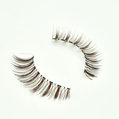 China Wholesale Line Brown False Eyelashes Synthetic Hair Fish Wrap and Highlights Private Label Eyelash 3d False Eyelashes for sale