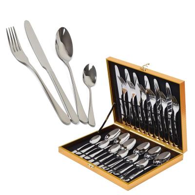 China Sustainable Promotion 24 Piece Gold Flatware Set Luxury Silverware Set Stainless Steel Flatware Set for sale