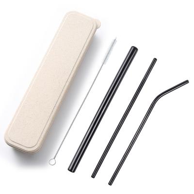 China Customized Viable Colorful 304 Stainless Steel Metal Drinking Straws Set With Case Reuseable Straws for sale