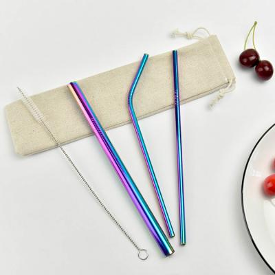 China Viable Colorful Stainless Steel Straws Wholesale Rose Gold Metal Straw Custom Bag With Brush In Pocket for sale