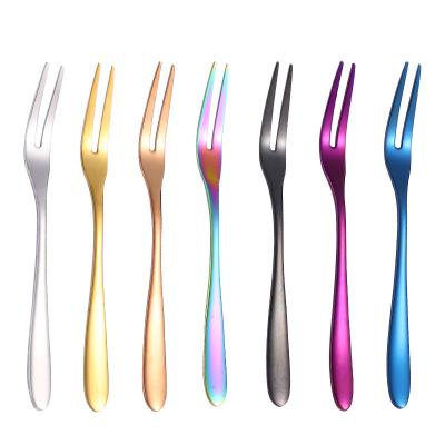 China Colorful Sustainable Eco Products Tools Dessert Fork Fruit Fork Cake Baking Fork For Cafe for sale