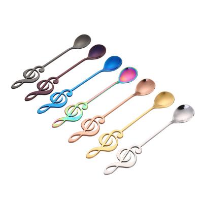 China Viable Tea Spoon Stainless Steel Teaspoon Creative Music Shaped Cocktail Stirring Spoon for sale