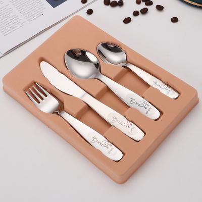 China Minimalist Food Grade Children Cutlery Set Baby Spoon And Fork Set Kids Cutlery Set Stainless Steel for sale