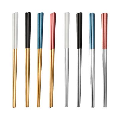 China Sustainable Korean Chopsticks 304 Stainless Steel Colorful Titanium Sushi Chopsticks for sale