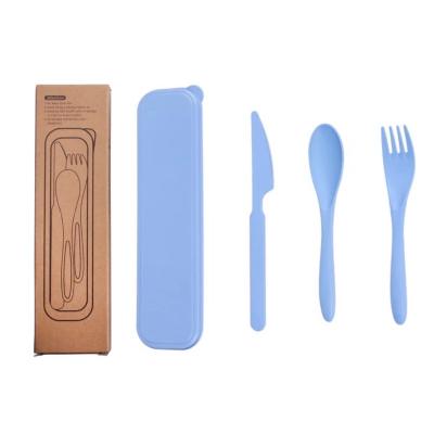 China Sustainable Eco Friendly Biodegradable Reusable Portable Flatware Set Wheat Flatware Set Dinnerware Set for sale