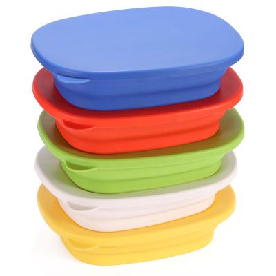 China Reusable Silicone Bento Lunch Box Wholesale Travel Food Storage Containers Microwavable 800ml for sale