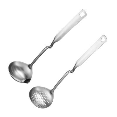 China Viable Oil Soup Cooking Strainer Oil Skimmer Ladle Can Hang Soup Ladle And Slotted Spoon Set for sale