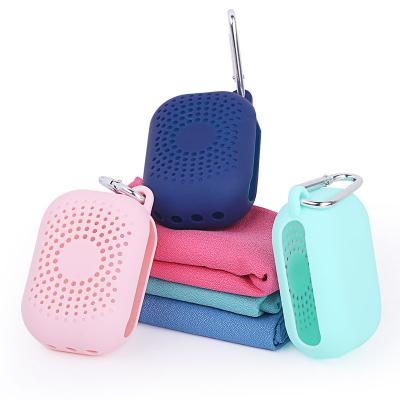 China Wholesale Kids Safe Travel Sports Silicone Reusable Portable Case Microfiber Quick Dry Towel for sale