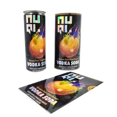 China GH-Printing Heat Sensitive Printing Cold Foil Vodka Soda Shrink Sleeve Label Holographic Water Resistant Can for sale